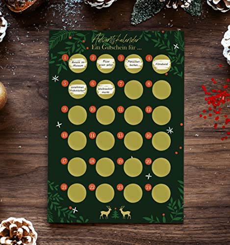 Adventskalender zum rubbeln und selbst schreiben 'Ein Gutschein für…'...
