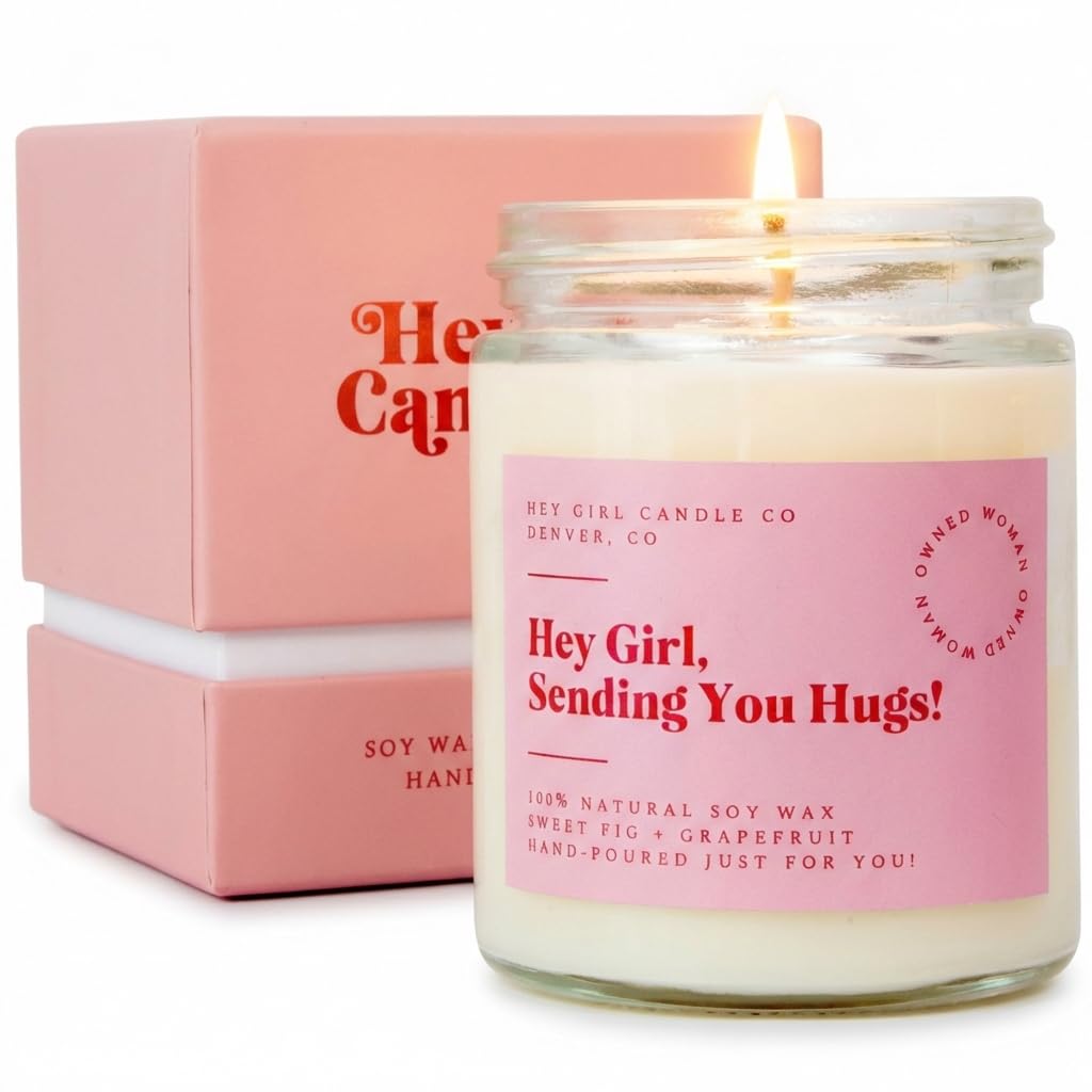 Hug in a Jar Aromatherapy Candle for Women - Fig Grapefruit Soy Wax, 50+ Hours, Valentine's Day Gift Box - Birthday, Sympathy, Thinking of You