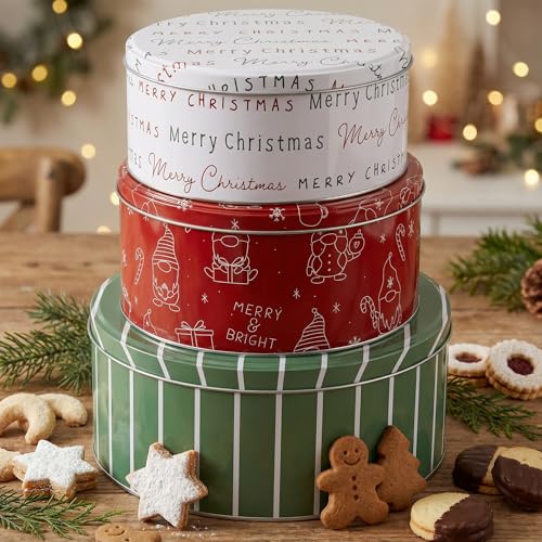 Beautiful Christmas Cookie Tins Set Of 3 - Cute...