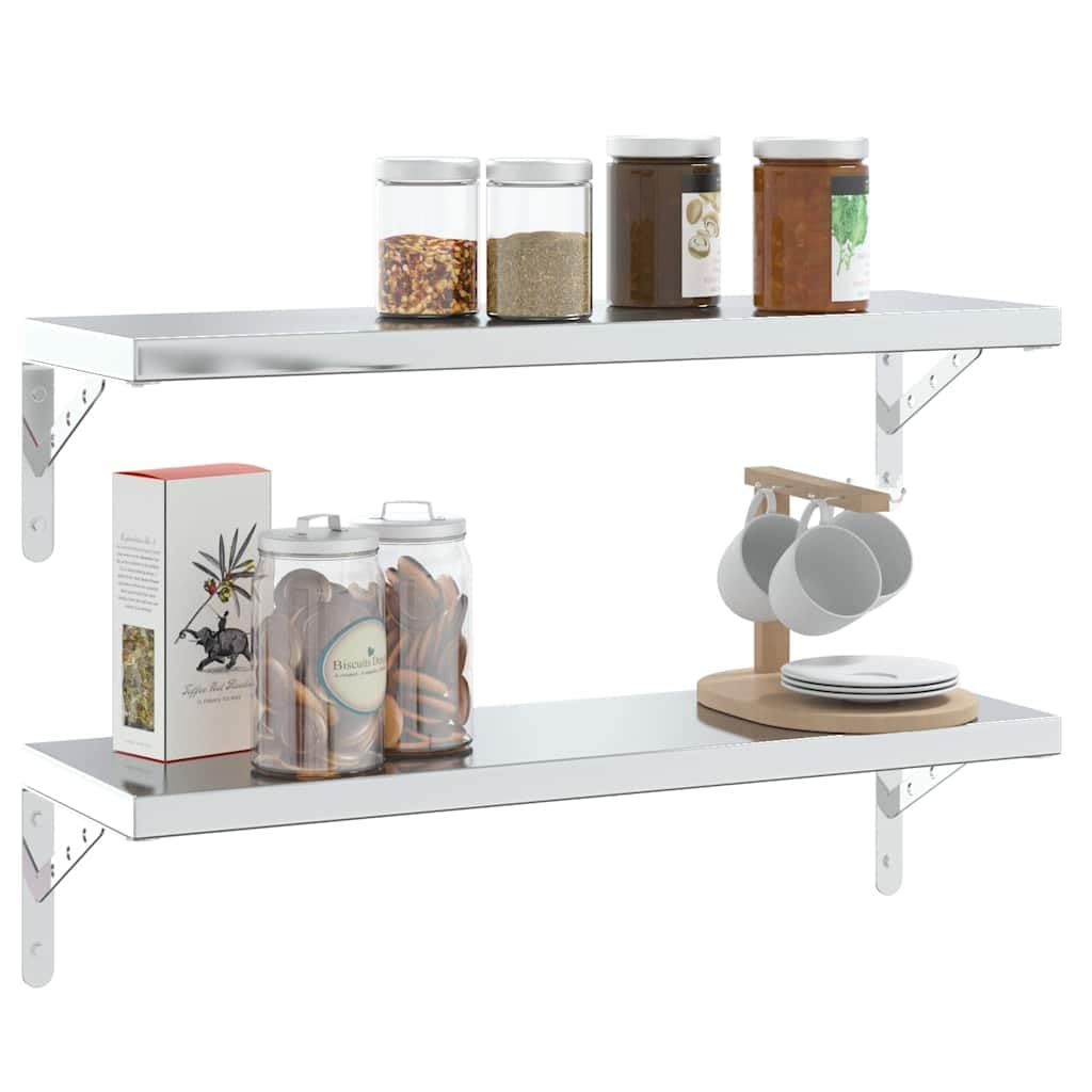 Soportes para estanterías (4 unidades, 23,5 x 2,5 x 15,5 cm, acero inoxidable, robusto, soporte de pared para estantes flotantes, consola de estantería, almacenamiento de garaje, capacidad de
