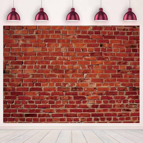 Vintage Red Brick Wall Photo Backdrop Birthday Party Graduation Baby Shower Newborn Decor Realistic Texture Photography Background Portrait Shoots Studio Prop Banner 7x5FT Polyester