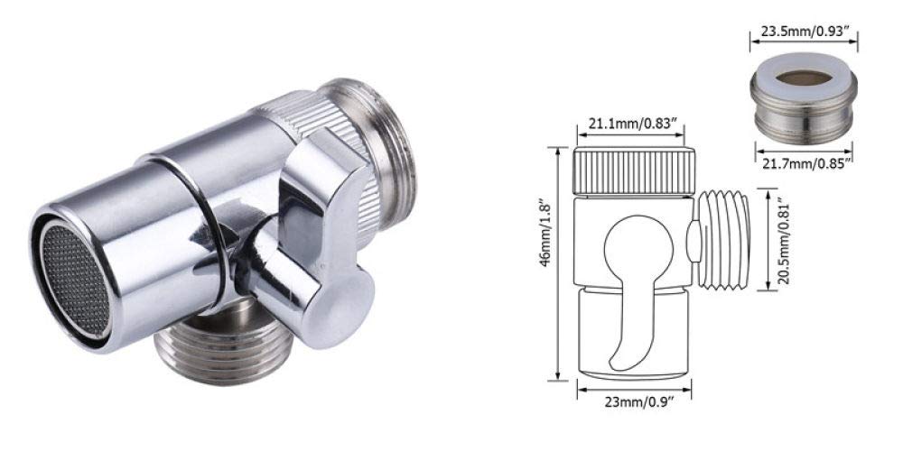Robinet en Laiton Aérateur de soupape de divertisseur pour lavabo de Cuisine Tap de Salle de Bain Mélangeur de Douche de Salle de Bain Serme de Remplacement Pièce M22 X M24, Bundles A, comme illustré