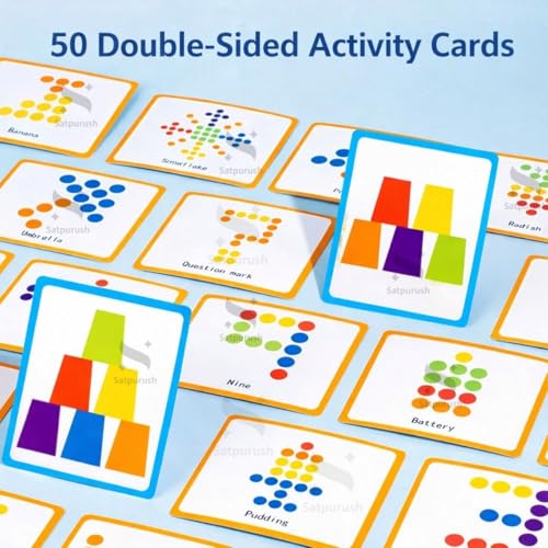 Image of Educational Color Classification Stacking Cup Game for Kids (36 Months+) | Montessori Learning Toy with 6 Stacking Cups, 60 Color Coins & 50 Double-Sided Activity Cards. (Color Match Set)