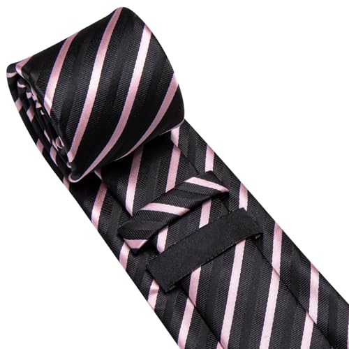 Image of Dubulle Mens Paisley Floral Silk Tie for Men Striped Necktie and Pocket Square Cufflinks Set Wedding Business
