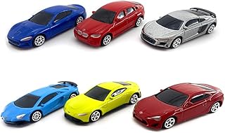 Just For Laughs 6 Diecast Metal Cars, 1:64 Scale Mini Cars, Officially Licensed - Audi R8 Coupe, Maserati Gran Turismo MC, BMW X6, Aston Martin Vantage 2018, Lamborghini SV Coupe, Toyota 86