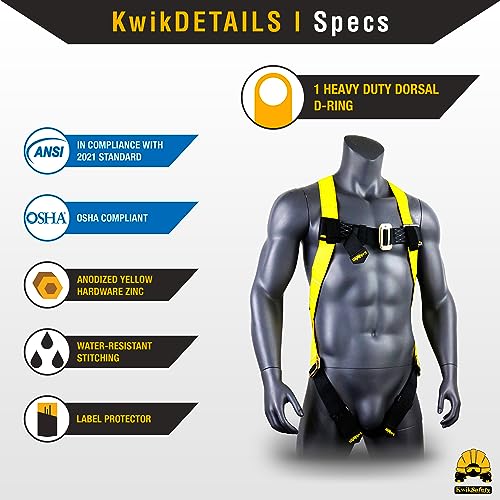 Image of KwikSafety - Charlotte, NC - TORNADO Fall Protection Safety Harness [Full Body Single D-Ring] Construction ANSI Tested OSHA
