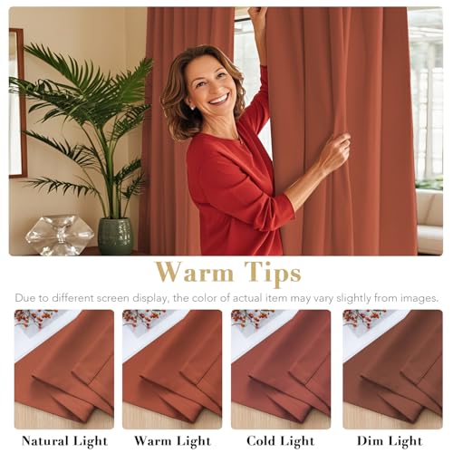 Image of H.VERSAILTEX Blackout Curtains Thermal Insulated Window Treatment Panels Room Darkening Blackout Drapes for Living Room Back Tab /Rod Pocket Bedroom Draperies (2 Panels, Orange, 42 x 84 Inch)