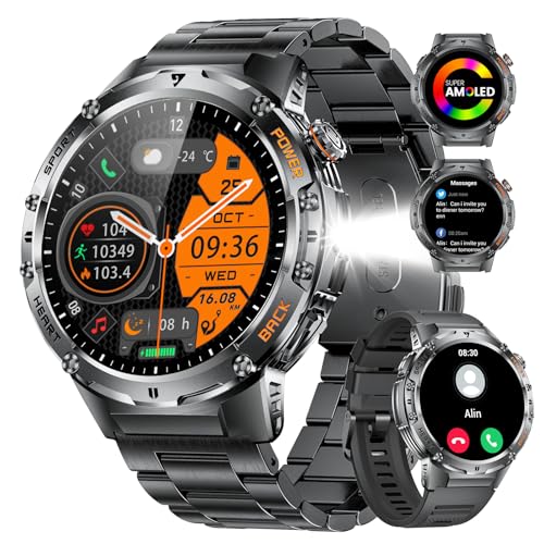 HIRREO Montre Connectée Homme pour Android iOS avec Appel Bluetooth 1,43