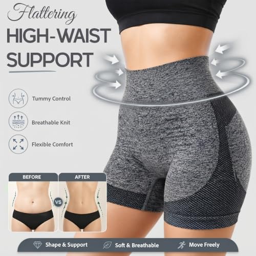 Image of Shoppy Villa Women's Yoga Shorts Spandex|Shapewear Shorts for Women |High Waisted Booty Scrunch Shorts| Workout Shorts for Women