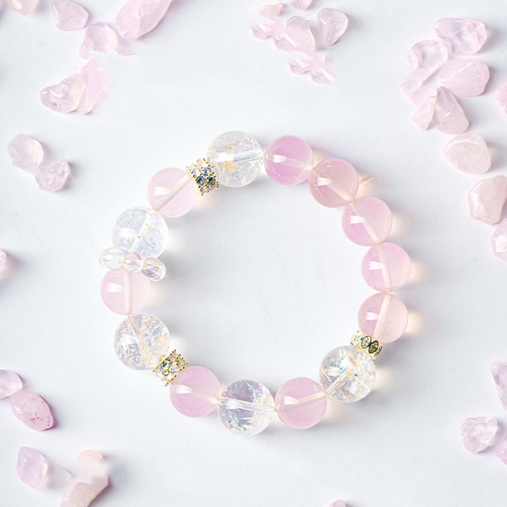 Pulsera de Chakra del corazón de Cuarzo Rosa, Pulsera de Cristal Natural para el Equilibrio Emocional del Amor incondicional, Regalo Espiritual para Las Mujeres, Estiramiento