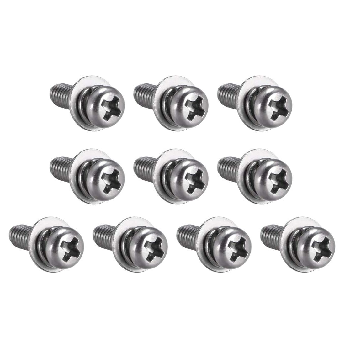 TA-VIGOR M4 Phillips Pan Head Bolt with Spring & Plain Washer 12mm 10pc