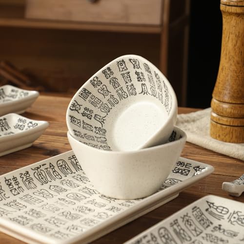 Image of 8 pcs Japanese Sushi Plate Sets Serving Platters and Trays for Entertaining Sushi Dishes Set Plates Sushi Plates Traditional Cuisine Dinnerware Sets with Chopsticks Hundred Blessings
