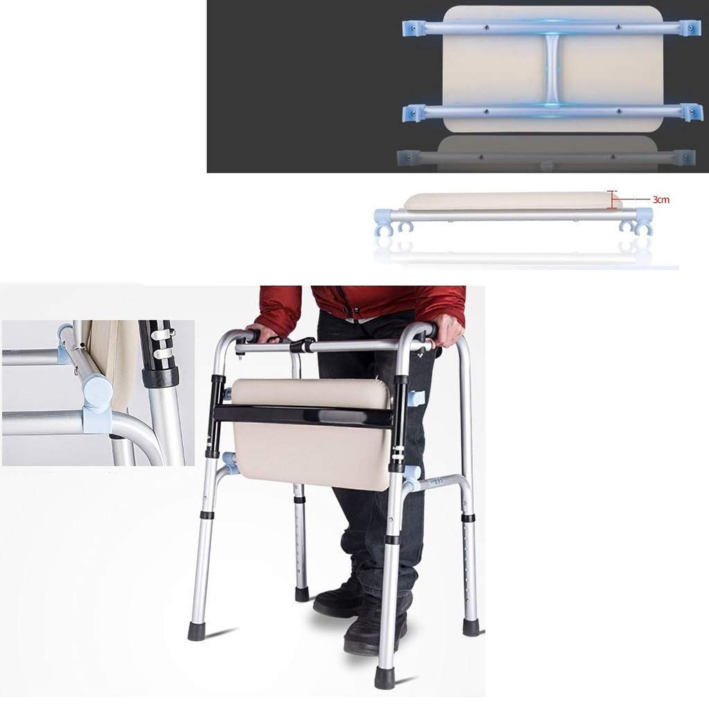 Andador, Andador Plegable Ligero con 2 Ruedas, Asiento y Bolso, Altura Ajustable It's so Kind of You, sin Ruedas