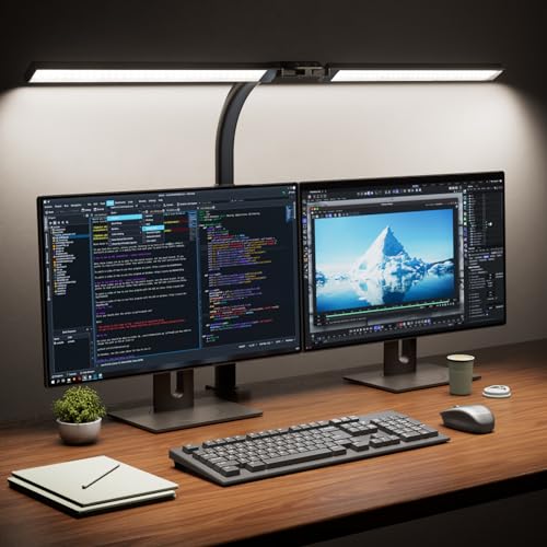 Ehaho Schreibtischlampe LED 2100 Lumen | 20W 80CM Klemmbare Dimmbare Monitor Lampe mit 10 Farbtemperatur-Helligkeitsstufen | Tageslichtlampe Schreibtisch Lampe für Büro Home Office Lesen Arbeit