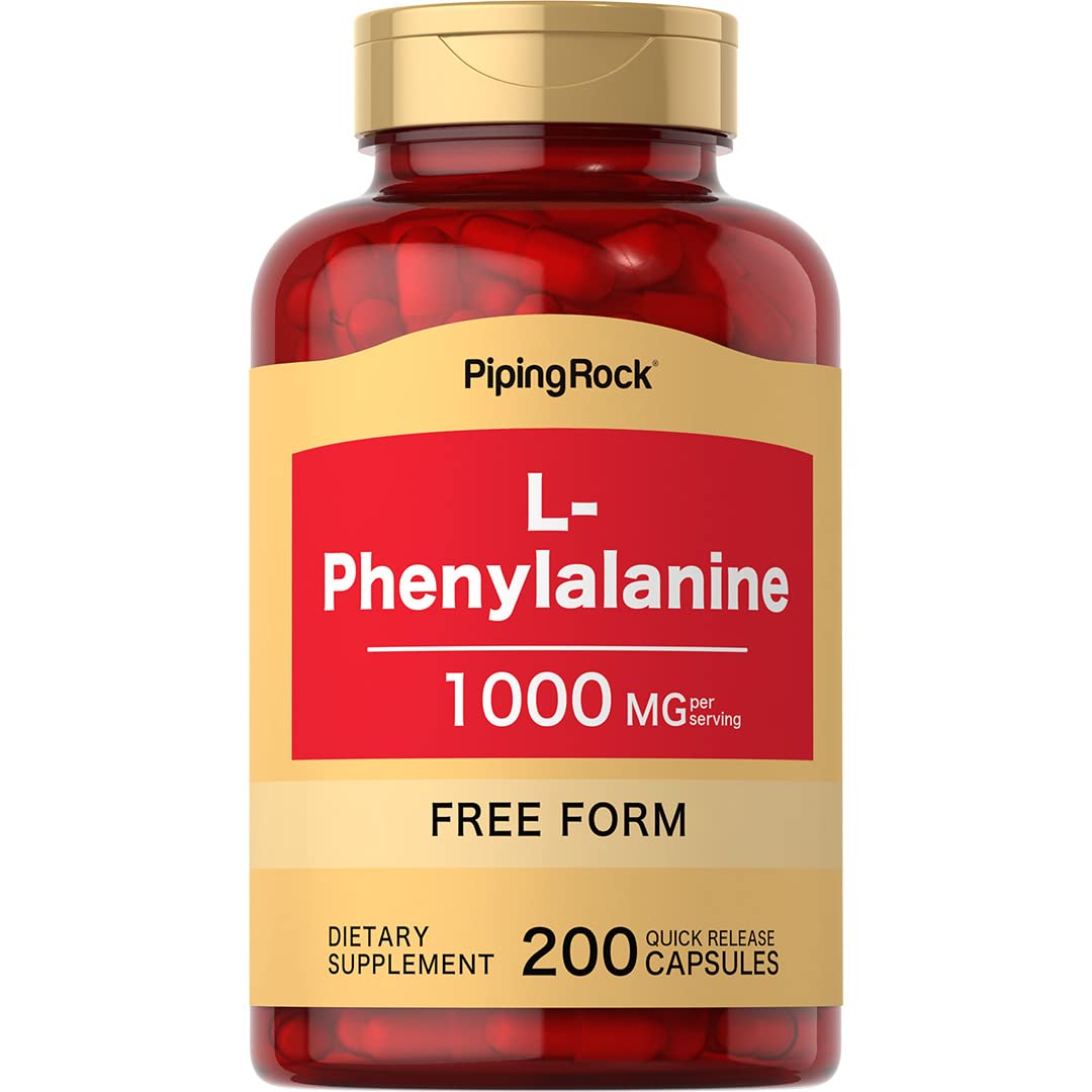Piping Rock L Phenylalanine 1000mg | 200 Capsules | Free Form | Non-GMO, Gluten Free Supplement