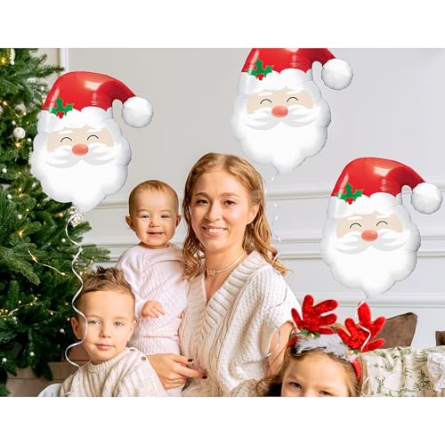 Image of Santa Claus Balloons - Christmas Foil Balloons for New Year Party Decoration, 3Pcs