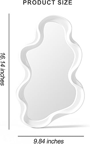 Miniatura 2 de Mokoze Espejo asimétrico de pared, espejos decorativos únicos creativos, espejo ondulado funky de 16.14 x 9.84 pulgadas, borde irregular, espejo