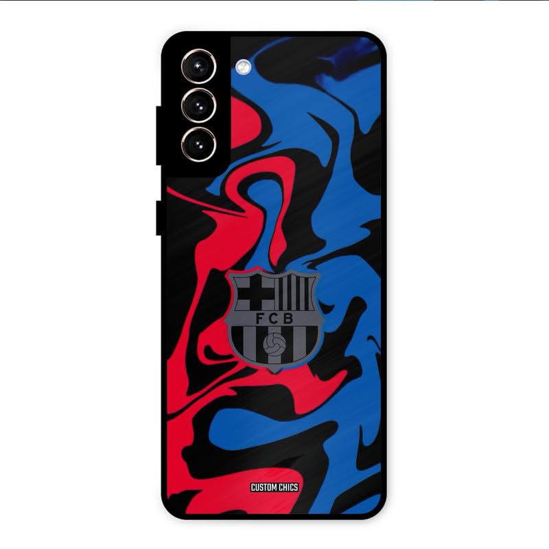 Image of PrintShield FC Barcelona Comic Back Cover for Galaxy S21 Plus, Shockproof Printed Phone Case with Soft TPU Sides & Anti-Slip Grip