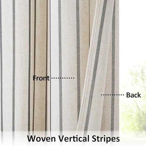 Bapawfish 63 Inch Stripe Light Filtering Window Curtains for Living Room - image 5