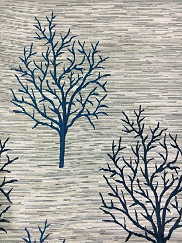 Image of HOME UTSAV 2 Piece Jute Floral Blackout Heavy Jacquard Tree Curtains for Door 7 Feet, Aqua, Opaque