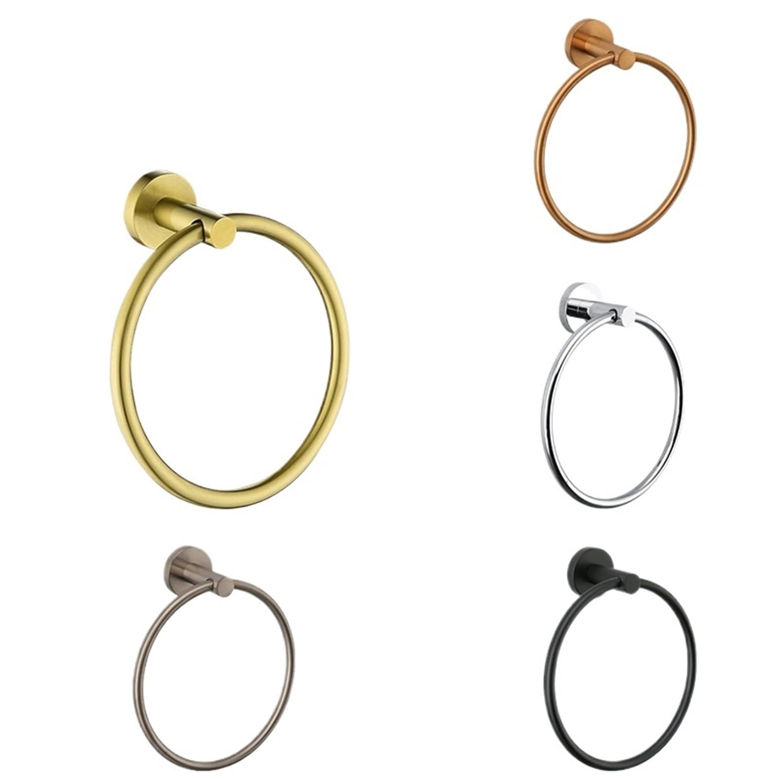 Portasciugamani ad anello da parete per bagno, 2 pezzi, rotondo, per WC, cucina(Chrome)