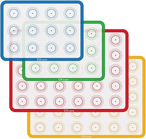 Silicone Baking Mats, Non-stick Silicone Baking Sheet Bakeware Mat for Macaron, Pastry, Cookie, Bun, Bread Making-2 Half Sheet + 2 Quarter Sheet