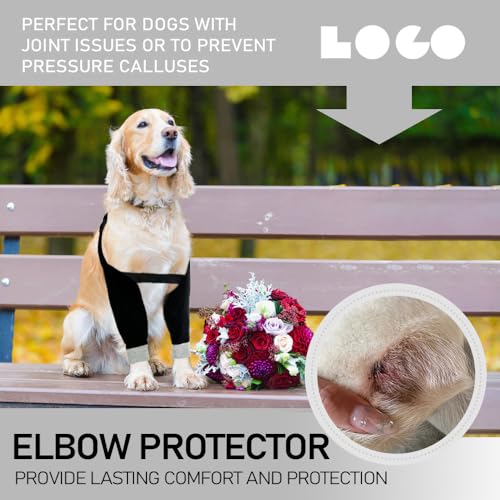 Image of Dog Elbow Protector Dog Front Leg Recovery Sleeves, Adjustable Dog Recovery Suit Dog Elbow Pads for Calluses Hygroma, Dog Leg Wounds Bandages Wrap Leg Warmer, Adjustable Dog Leg Sleeve to Stop Licking