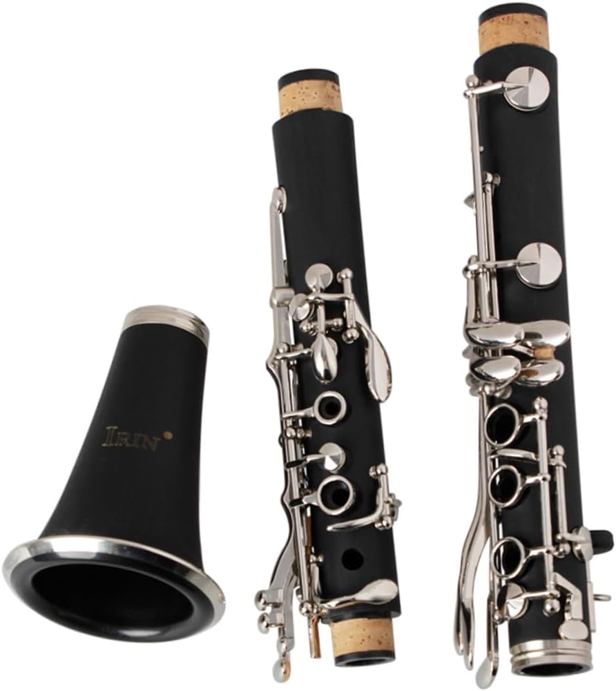 Mikinona Bakelite Clarinet for Beginners Black B Flat Musical Instrument with Ergonomic Abs Finger Rest Precise Design and Enhanced Sound Quality for Practice and Exams