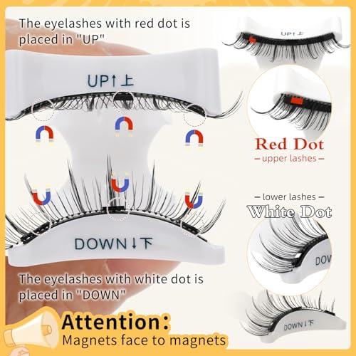 QUEWEL Magnetic Eyelashes Natural Look,2 pairs Reusable Lashes kit with Applicator,Soft Lashes without Eyeliner,Easy to Wear and Remove(style A) - 5