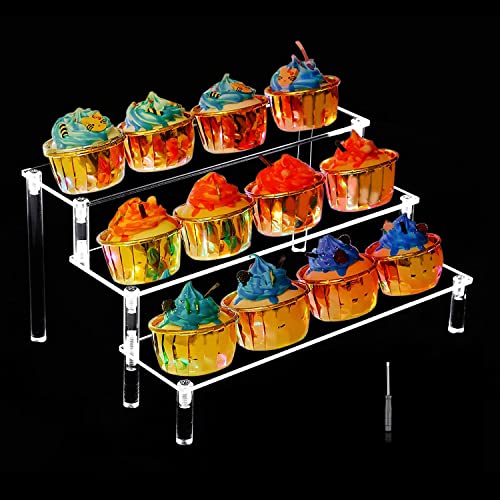 3-Stufiger Acryl Riser Display Ständer für Parfüm Skincare Nagellack Cupcake Tabletop Figuren Regal Organizer 30 X 20 X 15cm Cover