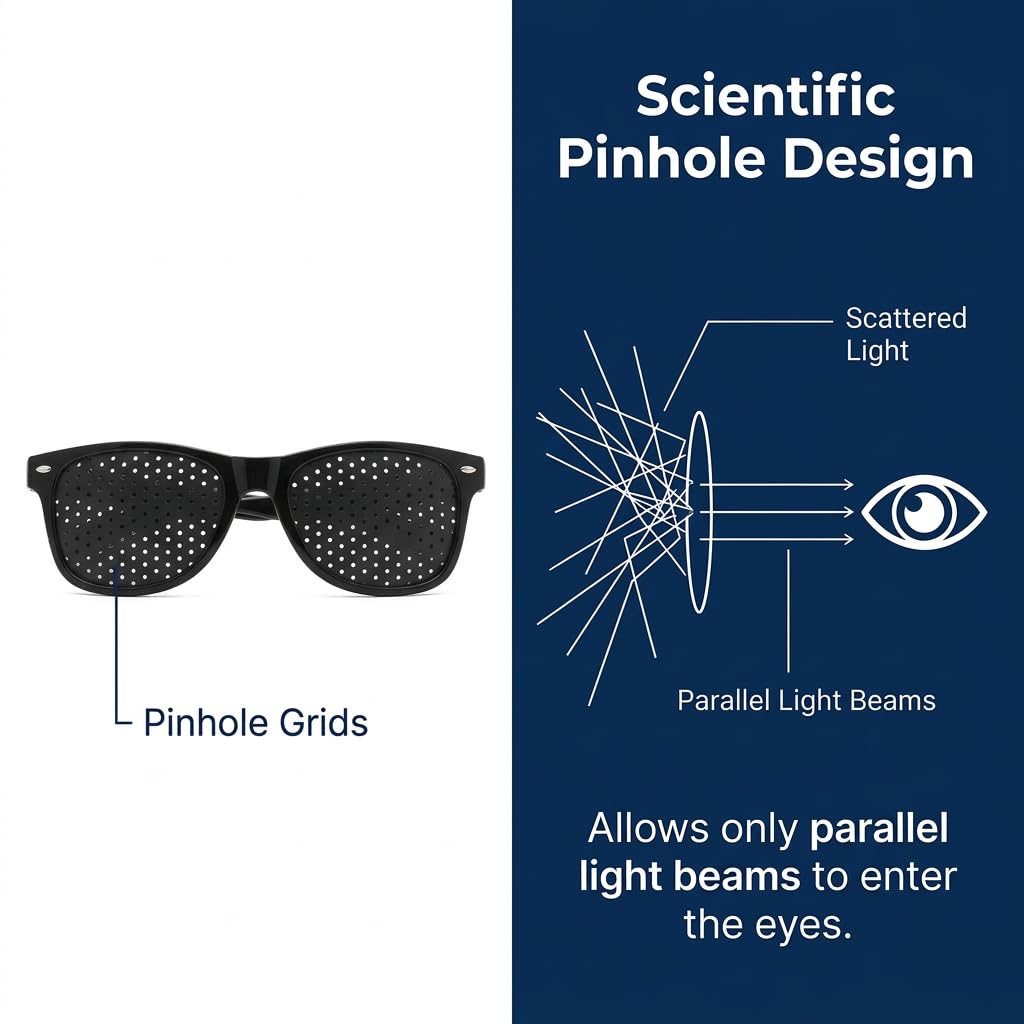 2 Pièces Lunettes Sténopéïques Unisexes à Grille pour Entraînement et Relaxation des Yeux, Lunettes à Trous avec Branches Pliables pour Réduire la Fatigue Oculaire, Idéales pour Écrans et Lecture