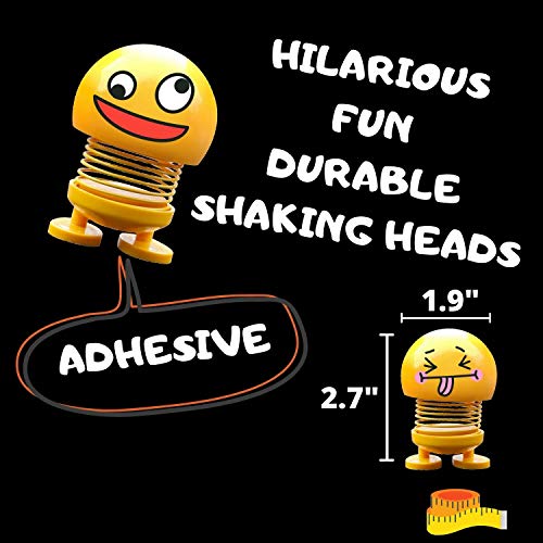 Head Shakers Emojis bobbleheads for dashboard /desk, cute car decor funny figurines, dancing doll head stress relief gifts for men cars decorations anime accessories dashboard decorations hippie car - Thumbnail 6