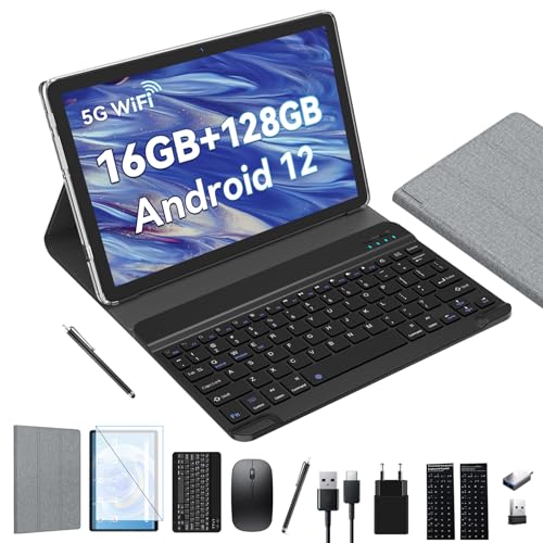 ZONKO Tablet 10 Zoll 2-in-1 Tablet mit Tastatur, 5G WiFi Android Tablett, 16(8+8) GB RAM+128GB ROM (1TB TF),7000mAh,Octa-core 2.0GHz,1080P FHD Video,13MP Kamera,Bluetooth/Typ-c/GMS (Schwarz)