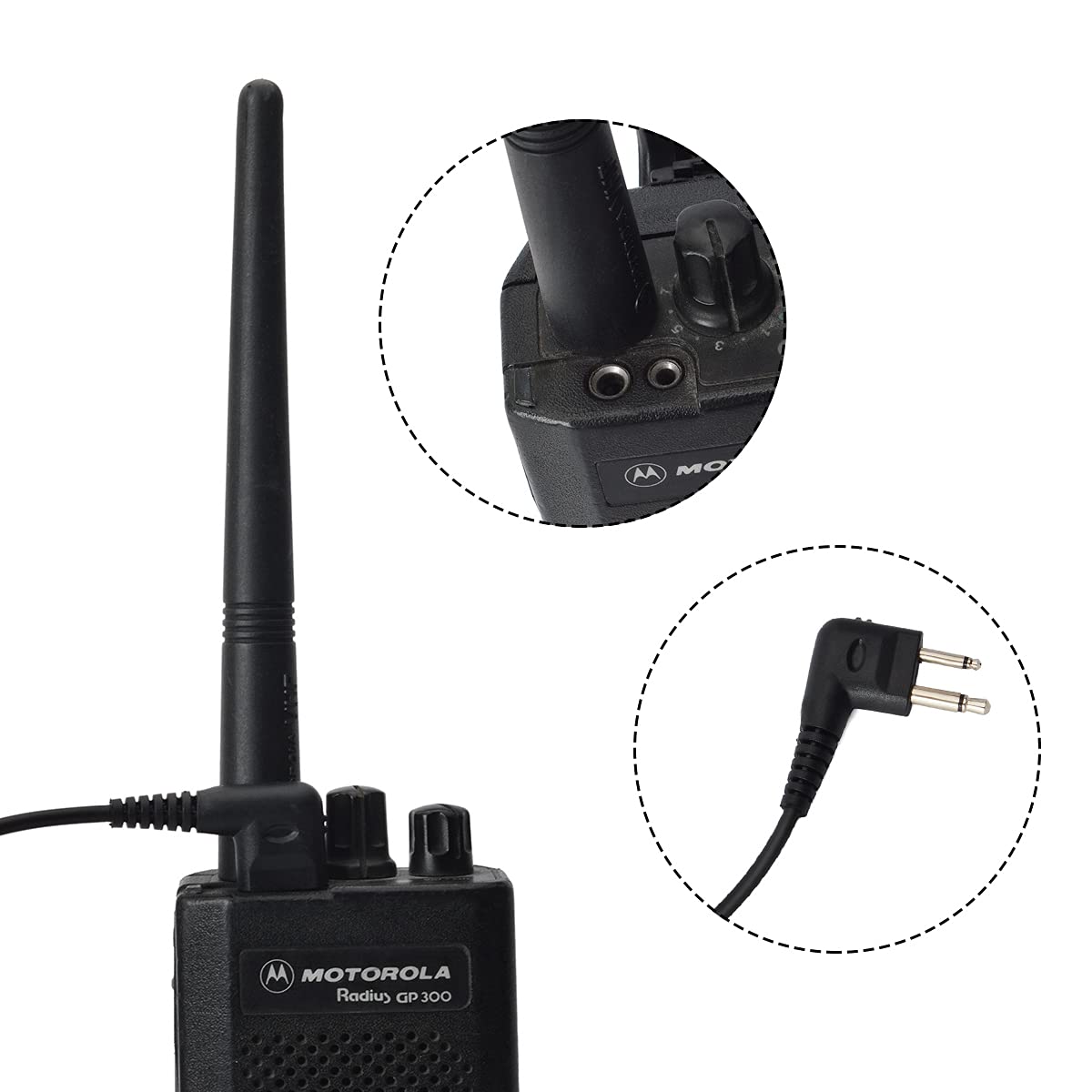 UAYESOK Oreillette Talkie-walkie en Forme de G Surveillance Police Casque de sécurité avec Micro PTT pour 2 Broches Motorola CP040 CP140 DP1400 CP200 GP300 Hytera Midland Radio, Pack de 2