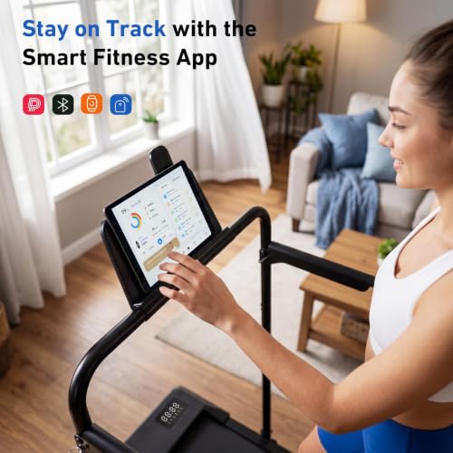 Image of DeerRun Walking Pad with 6% Incline, 3 in 1 Under Desk Treadmill for Home Office & Small Spaces, 2.5HP Quiet Walking Pad Treadmill with 300lb Capacity, 0.6-3.8MPH, App & Remote Control