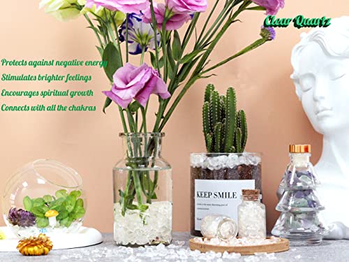 Image of 1lb Clear Quartz Aquarium Gravel Rocks Natural Tumbled Healing Crystal Chips Bulk Gemstones Crushed Stones for Fountain Vase Filler Planters Decorative Fish Tank Potted Reiki Energy Balancing
