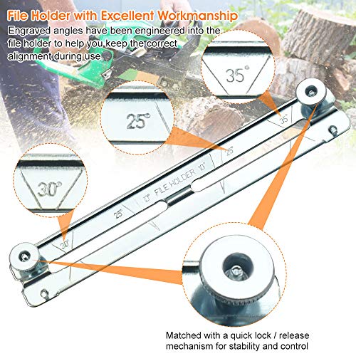 WANTOUTH Sägekettenfeilenset 4.0/4.8/5.5mm Rundfeilen für Kettensäge Schärfset Sägeketten Feilen Set Enthält Rundfeile… – Bild 4