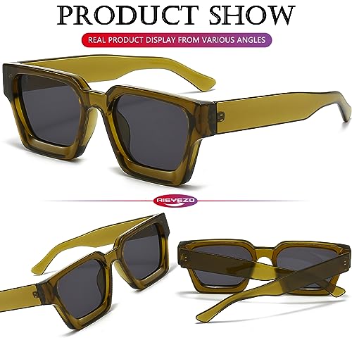 Image of AIEYEZO Square Sunglasses for Women Men Square Thick Frame Sun Glasses Simple Designer Style Shades