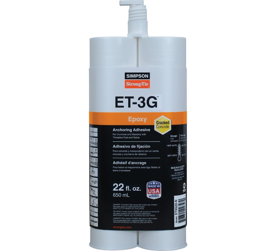 Simpson Strong-Tie ET3G22-N ET-3G 22 oz. Epoxy Adhesive Cartridge w/Nozzle and Extension