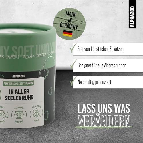 alphazoo In Aller Seelenruhe 60 g – Snack für Hunde mit Baldrian, Melisse & Ashwagandha. Ergänzungsfuttermittel zur Unterstützung von Entspannung & innerer Balance. Ohne künstliche Zusätze.