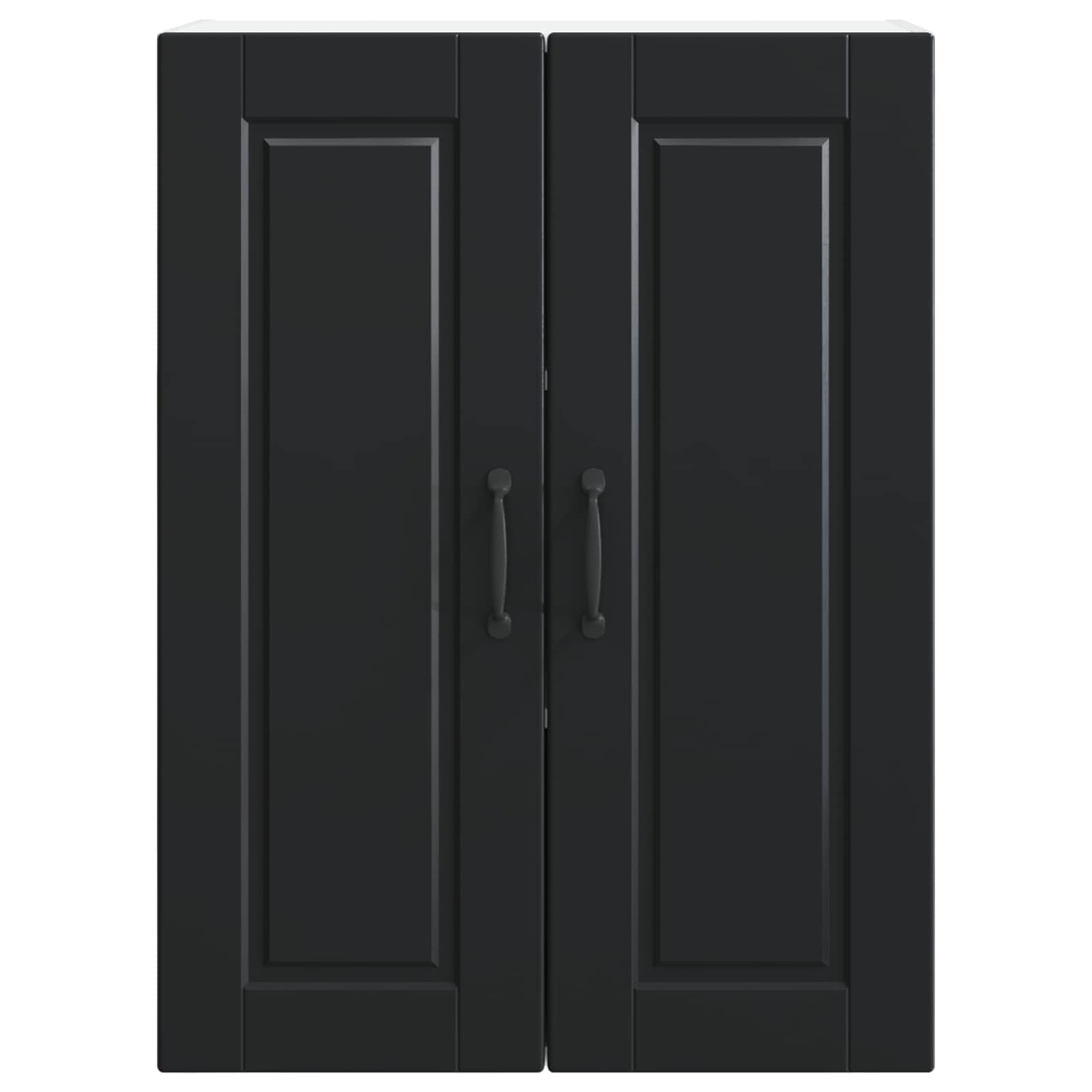 Wandschrank Porto Schwarz 60 x 31 x 80 cm Holzwerkstoff moderner Küchenschrank mit 2 Türen und 3 Regalen für effiziente Küchenorganisation
