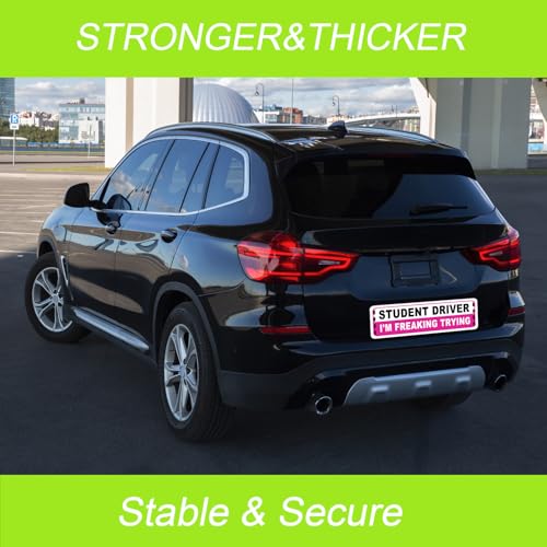 Image of 3 Pack Student Driver Magnet for Car, Magnetic Student Driver Sign for Vehicle, Reflective Warning Bumper Sticker Magnet Sign for New Driver, 10 inch x 4 inch (PINK)