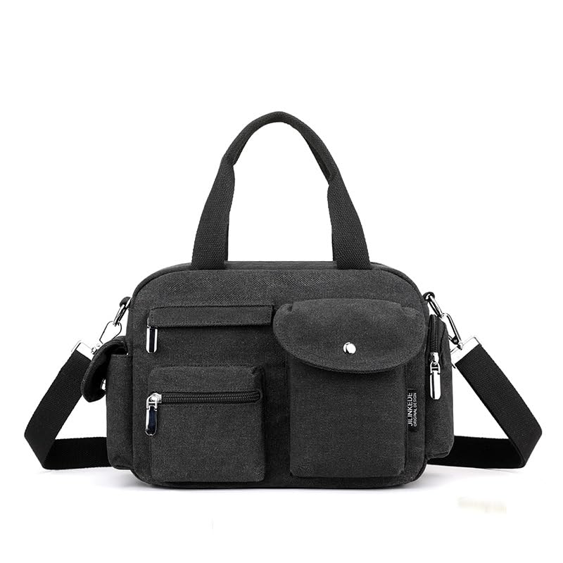 Image of Canvas Tote Bag for Women with Multiple Pockets Handbag Large Crossbody Bag Everything Everyday Bag for Work Daily