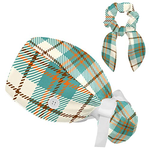 Bonnet de travail motif poissons corail avec nœud à cheveux et bandeau absorbant