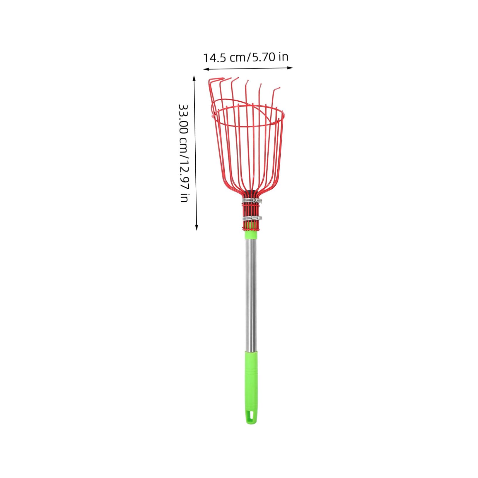 HOLIDYOYO Fruit Picker Fruit Pole Picker Garden Harvest Basket Fruit Grabber Reacher Tool Cherry Picker Apple Bag Apple Picker Picker Avocado Picker Red Stainless Steel