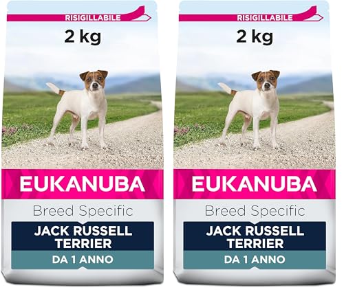Eukanuba Breed Specific Alimento Secco per Jack Russell Terrier Adulti, Cibo per Cani Adattato in Modo Ottimale alla Razza 2 kg (Confezione da 2)