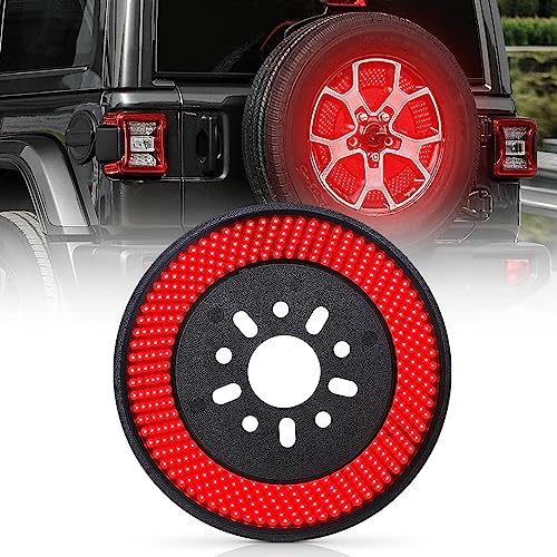 Drieaco Spare Tire Brake Light, 3rd Third Brake Light Plug & Play, 405PCS LED Rear Wheel Light Super Bright Tail Light Red Ring Brake Light for 2007-2018 Jeep Wrangler JK JKU Accessories