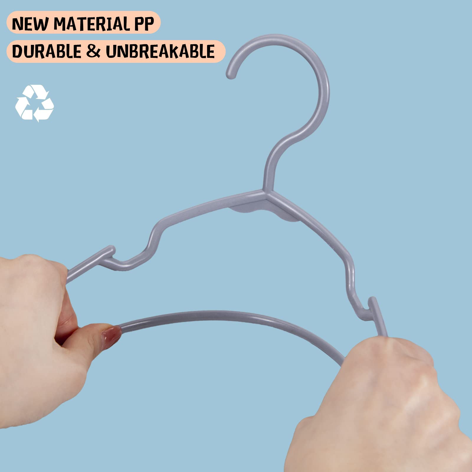 Perchas de bebé para Armario de 11.4 Pulgadas, Paquete de 60 Perchas de plástico para niños, Perchas para niños, Perchas para bebés y Perchas para Ropa para niños pequeños (Gris)
