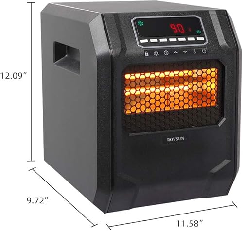 Miniatura 6 de ZOKOP Calentador eléctrico de cuarzo infrarrojo con control remoto, calentador de espacio de 4 elementos con control de temperatura, temporizador,