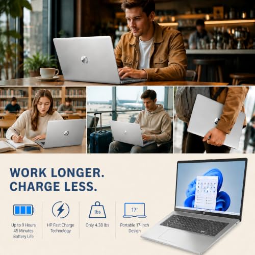 HP 17 Inch Laptop Computer, 17.3" FHD IPS Display, 16 GB RAM, 1 TB SSD, AMD Ryzen 5 7430U (Up to 4.3GHz), Wi-Fi 6, Bluetooth 5.3, Copilot AI, Business & Students, Windows 11 Pro, W/Accessories - image 6